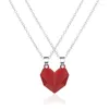 Colares de pingente 2 pacotes moda casal combinando coração magnético distância facetada colar jóias