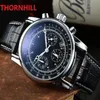 Multi Functional Iced Out Watches 40mm Leather Mens Fashion Men Dress Designer Watch Quartz Chronograph Movement Sports Wristwatch275a