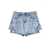 WomenS Shorts Irregar Denim Shorts Rok Dames Lente en zomer Hoge taille Heupbroek Retro Fried Street A-lijn Drop Delivery Verschijnen