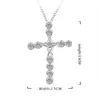 45 cm Crystal 14k White Gold Necklace Wedding Charms Women Lady Noble Fashion Jewelry Classic Cross Nice Gift