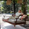 Meubles de camping balançoire extérieure loisirs chaise suspendue lit de soleil pivotant en bois massif avec coussin doux