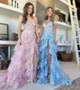 Köpüklü Resmi Parti Elbise 2K24 A-Line Ruffles Sequin Dantel Lady Pageant Prom Akşam Etkinliği Hoco Gala Kokteyl Kırmızı Halı Dans Elbisesi Fotoğraflar Korsa Slit Özel