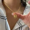 Pendentif Colliers Vintage Soleil et Lune Collier pour femmes en acier inoxydable Dainty Gold Chain Boho Bijoux Célestes Collier FemmePe3246