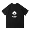 女性用Tシャツのハラジュクスタイルレジャーストリートウェアビーム日本トップティーシンプルレッドマウントプリント通気性コットンビームTシャツJ240309