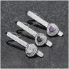 Tie Clips Creative Rhinestone For Mens Business Formal Wear Alloy Geometric Sier Plated Clasp Fashion Jewelry Accessories Drop Deliv Dhcx6