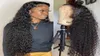 Długa fali głębokiej peruki dla czarnych kobiet Brazylijskie ludzkie włosy kręcone 13x4 Syntetyczne mokre i faliste fala wodna koronkowa peruta przednia6957800