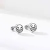 Anime One Piece Cosplay Props Smycken Tillbehör Karaktär Portgas D Ace Stud Happy Achapy Face Titanium Steel Earrings285K