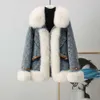 Haining 2023 Inverno Nuova Pelliccia di Volpe Cappotto Corto in Denim da Donna Top in Piuma d'Oca Tendenza 935954