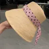 Designer chapéu de palha verão mulheres balde chapéus rosa fita arco praia chapéu moda grama trança caps luxurys casquette carta mi tecido sunhat férias 2403091xq