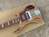 Custom Rick Maple+Rosewood Neck Thru Body Electric Bass Guitar Adjustable Bridge