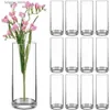 Vases Vases Paquet de 12 grands vases cylindriques en verre transparent bougeoirs flottants vase à fleurs dîners formels fête (10 de haut x 4 de largeur) L240309