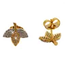 Boucles d'oreilles en forme de jolie feuille, placage bicolore, bijoux à la mode, cadeau pour femmes, XPE04