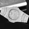 Drop Diamond Iced Out Horloge Mannen HIP HOP Quartz Gouden Heren Horloges Topmerk Luxe Stalen Mannelijke Klok Relogio Masculino 21033283