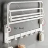 Towel Racks Holder Fold Hook Hanger White Aluminum Wall 4060CM Clothes Rack Shower Bar Rail Bath Toilet Storage Bathroom Shelf 240304