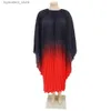 Urban Sexy Dresses Plus Size Tie Dye Loose Elegant Dress Female Batwing Pleated Prom Women Long Robe 2023 Autumn Fashion Large Size One Piece Dress L240309