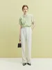 Women's Pants FSLE Women Commuter Drape White Suit High-Waisted Irregular-Waisted Twill Long Trousers 2024 Summer Office Lady Solid Pant