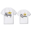 T-shirt King Queen Behind Printing Couples Tee Shirt Lover Summer Harajuku Maglietta da donna Corona Stampa Coppia vestiti Donna Uomo Top