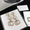 pearl crystal tassel dangle earrings are young and fashionable personality two-letter luxury earrings designer for women wedding 3204