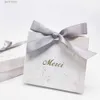 Present Wrap Creative Tack presentväska Box Merci Paper Bag For Wedding Baby Shower Valentines Day Party Favor Candy Boxes Marmor Mönster T240309
