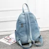 Mochila escolar feminina vintage, mochila jeans para livros, cor sólida, bolsa de ombro para meninas adolescentes, mochila de viagem