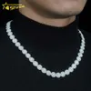 Bom preço moissanite hip hop jóias 10mm contas redondas design rapper colar gelado para fora cubana link chain