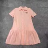 Designer P Family 23 Summer New Age Lowning Girl Temproidery Letter Slim Puffy Dress V879