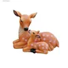 Decorações de jardim Estátuas de veados de animais de jardim Escultura realista Mães Love Doe e Fawn Buck Stag Rena Jardim ao ar livre Quintal Enfeites de gramado T240309