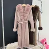 Wuhuang Winter Haining Coat Rabbit Fur Women's Long Fit Fox Hair Door Flap Mom's Clothing 348681