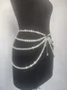 Ceinture à chaîne de taille avec pompon en perles pour femmes, 240309