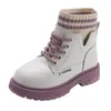 Stivali Scarpe casual per bambini Autunno Inverno Peluche Ragazze Moda Pelle per bambini Caviglia per scarpe da ginnastica per la scuola del ragazzo