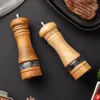 1 Pcs Manual Salt Pepper Wooden Mill Strong With Adjustable Ceramic Grinder Spice Pepper Salt Shaker For Kitchen Cooking Tools 240306