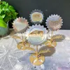 自然なdruzy agateクリスタルジオードヒマワリの飾り飾り美しい彫刻磨かれたレモンジェイドクォーツストーンロックプラント彫刻形而上学的な癒しの贈り物