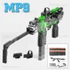 Gun Toys MP9 Toy Gun Electric Foam Dart Blaster Gun Soft Bullet Submachine Guns Automatische Armas voor volwassenen jongens kinderen buitenspellen T240309