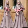 Sets 2 PCS Muslim Kids Girls Kaftan Abaya Islamic Dress Hijab Scarf Long Sleeve Maxi Dress Prayer Burka Set Clothing Ramadan