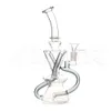 Klein Tornado Percolador Reciclador de vidro Bong Hookahs 10,6 polegadas Recycler Water Pipes Oil Dab Rigs com tigela de 14mm