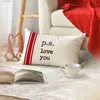 Kuddefodral Valentines Day Case 30x50cm Red Valentines Day Heart Stripe Wedding Cushion Cover Soffa Decoration T240309