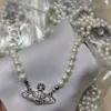 Vivienness Westwoods Naszyjnik żeński Perły Naszyjnik Mini pełny diamentowy naszyjnik