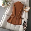 Herbst Winter Jacke Frauen Lange Blazer Khaki Kaffee Schwarz Büro Damen Formale Jacke Business Arbeit Tragen Mantel Weibliche Oberbekleidung 240227