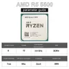 AMD Ryzen 5 5500 CPU-processor R5 5500 100% helt ny 6-kärnuttag AM4 65W Desktop Game Computer CPU utan coolare fläkt