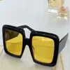 特大の正方形のサングラスブラックイエローレンズ0783 Sonnenbrilleファッションサングラス屋外夏のアイウェア新しいボックス212H