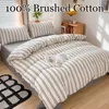 Mode literie housse de couette ensemble drap de lit taie d'oreiller 100% coton couvre-lit linge de lit nordique classique maison Textile doux respirant 240306