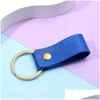 Nyckelringar Fashion Pu Leather Keychain Business Gift Ring Men Kvinnor Bilband Midja Wallet Keychains Drop Leverans smycken DHJJ3