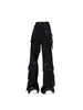 Women's Pants Cargo Y2k High Street Fashion Waist Pockets Gothic Black Baggy Trousers Wide Leg Harajuku Casual Streetwear