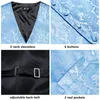 Coletes masculinos Hi-Tie Silk Homens Luz Azul Branco Paisley Colete Pescoço Gravata Hanky Abotoaduras Broche Conjunto para Terno Festa de Casamento Designer