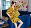 Ice Silk Women Pyjamas Sleepwear Leopard Print Ladies Pyjamas Home Cloth Summer Thin Womens Nightwear Two Piece4962509