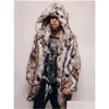 Men'S Jackets Mens Jackets Winter Faux Fur Coat Menthick Hooded Fluffy Long Sleeve Warm Outerwear Luxury Jacket Bontjas Drop Delivery Dh2B8