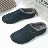 Slippers Winter Heren Platte Thuis Katoenen Schoenen Gesloten Teen Waterbestendig Plus Fluwelen Instapper Voor Mannen Indoor Casual Warm Houden