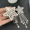 Pendard en cristal exagéré glousses grandes boucles d'oreilles broche Clip d'oreille en argent Femmes Europe Amérique Tendances de bijoux