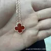 Designer Pendant Necklace Sweet Vanca Double Sided Agate Lucky Four Leaf Grass Halsband Kvinna 18K Rose Gold Small and Luxury Style Collar Chain 8496