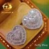 Custom Design Zunafa Jewelry Baguette cut Heart Stud Earring for women Moissanite earrings 18k gold Hip hop Earring Pass test